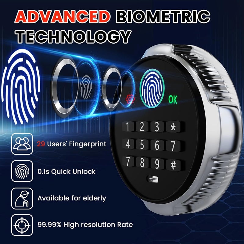 FOWORE 0.5 Cuft Biometric Safe Box with Fireproof Waterproof Bag, Anti-Theft Dual Alerts, Mute Mode, Digital Security for Business - Image 3